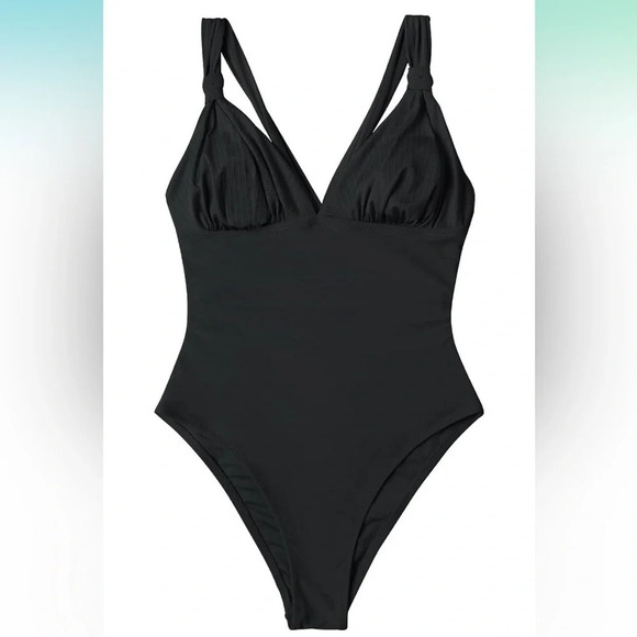CUPSHE Women's V Neck Criss Cross Backless Rib One Piece Swimsuit Plunge XXL - Picture 13 of 13